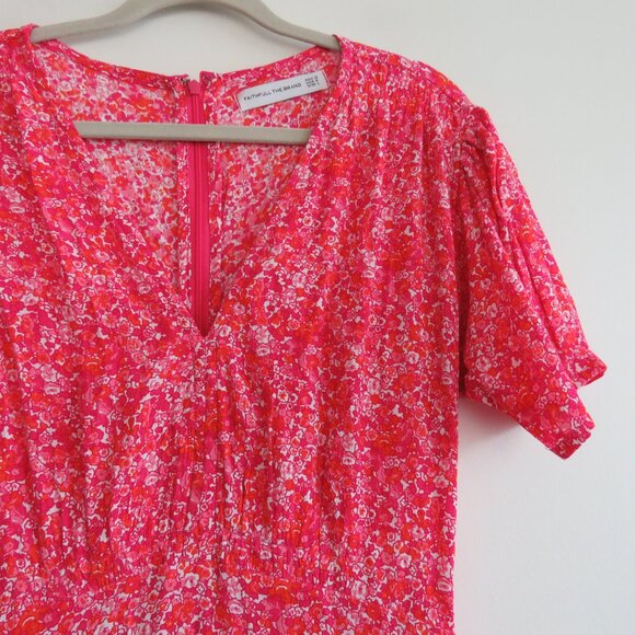 FAITHFULL THE BRAND Raphaela Midi Dress in Almona Floral Print Pink - Size US 8 - Picture 4 of 13